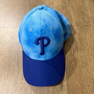 Blue Tie-Dye  Baseball Cap with Phillies Patch